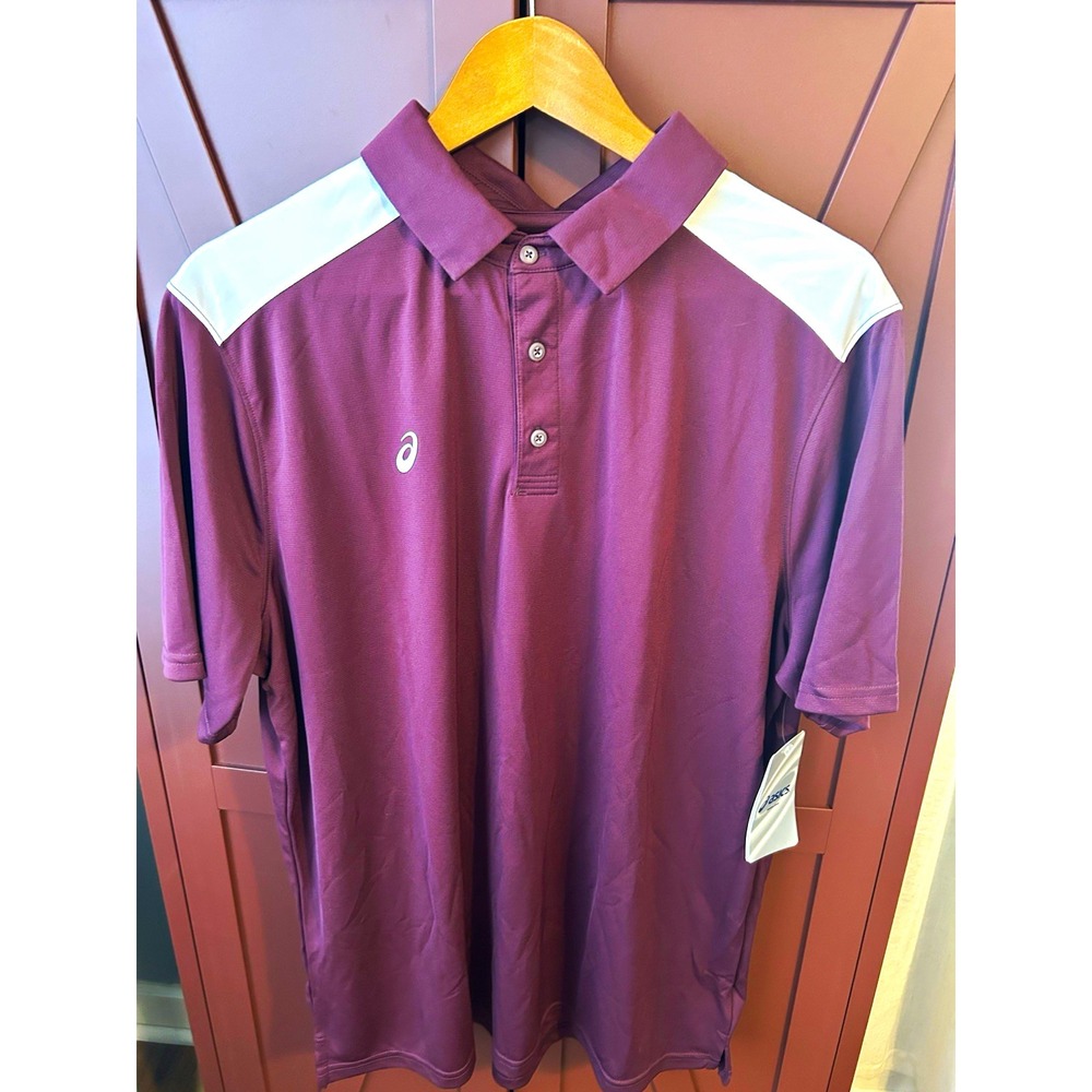 ASICS Men's XL Blocked Polo Shirt Maroon White 2031A615 NWT